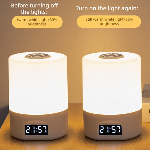 Remote Control Touch Bedside Night Light with Digital Clock, 3 Color Temperature & Dimmable LED Table Lamp,for Bedroom Baby Room Dorm