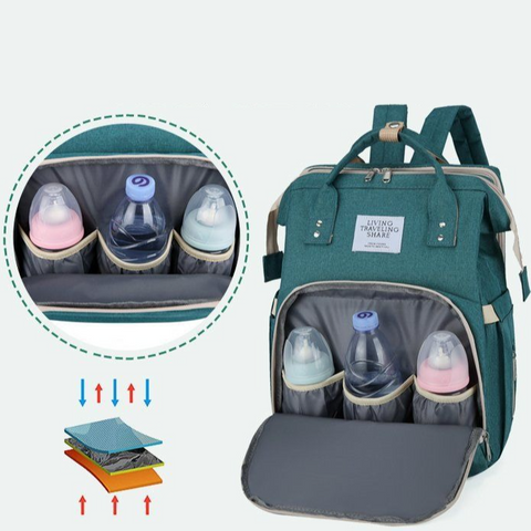 Convertible Baby Bed Diaper Backpack, Waterproof Oxford Multifunction Mommy Bag, Hand/Shoulder/Backpack 3-Way for Travel and Outdoor Use - Red