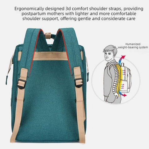 Convertible Baby Bed Diaper Backpack, Waterproof Oxford Multifunction Mommy Bag, Hand/Shoulder/Backpack 3-Way for Travel and Outdoor Use - Dark Blue