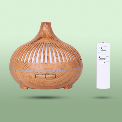 (2-Pack) 550ml Wood-Grain Ultrasonic Aroma Diffuser and Humidifier with 7-Color LED Night Light and Timer for the Bedroom – Dark Wood
