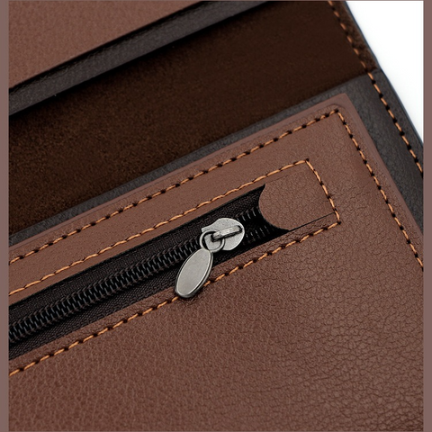 Men's Long Bifold PU Leather Wallet, Vintage Plaid Patchwork Business Card Holder with Zipper Coin Pocket & ID Photo Slot (Black)