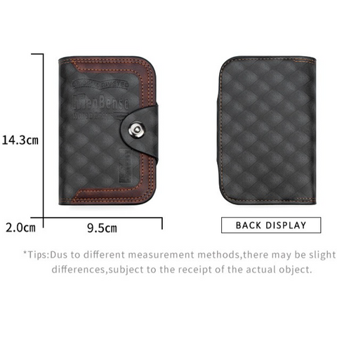Vintage Patchwork Snap-Closure Vertical Wallet for Men, PU Leather Wallet with 13 Card Slots, Zippered Coin Pocket, and ID Window (Dark Brown)