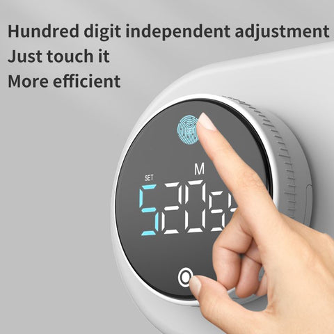Rotating Digital Kitchen Timer, 999-Minute LED Display Timer with Magnetic Back & Stand, Type-C, for Studying and Exercising—Black