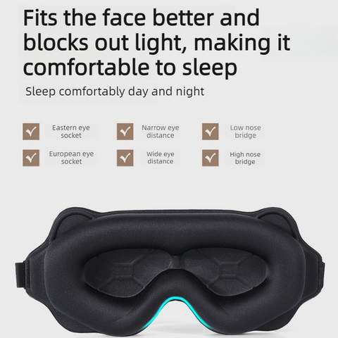3D Contoured Sleep Mask, Breathable Fabric with Adjustable Strap, Light-Blocking Eye Mask for Sleeping, Napping, and Travel - Gray