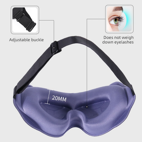 3D Contoured Sleep Mask, Breathable Fabric with Adjustable Strap, Light-Blocking Eye Mask for Sleeping, Napping, and Travel - Purple