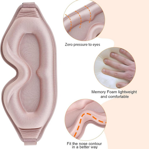 3D Deep Contoured Memory Foam Sleep Eye Mask, Full Light Blocking, Breathable Eye Cover for Travel, Naps, and Nighttime Sleep—Pink