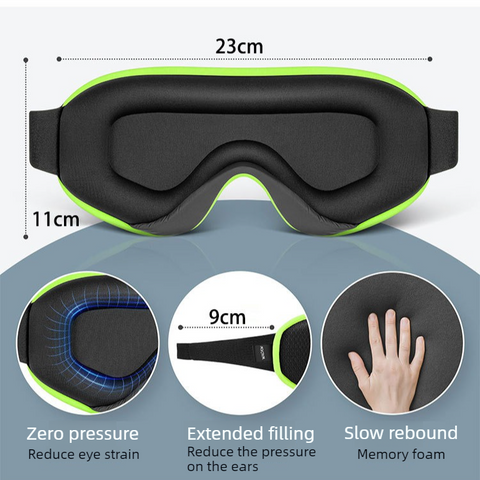 3D Contoured Memory Foam Sleep Eye Mask, Zero-Pressure Breathable Mesh Eye Cover with Adjustable Strap for Travel, Naps, and Nighttime Sleep—Black