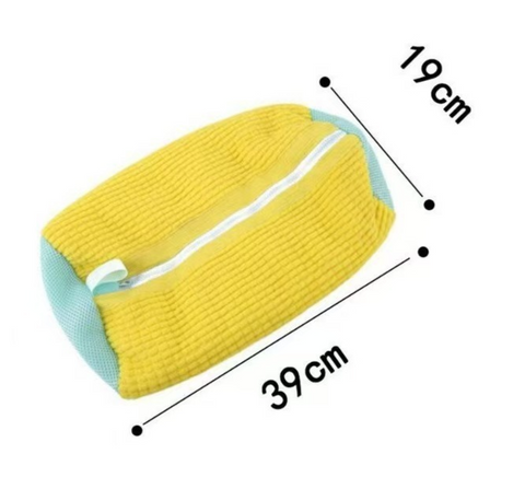 2-Pack Washing Machine Shoe Wash Bags, Thick Chenille Lining Anti-Deformation Shoe Laundry Bags with Durable Zippers for Sneakers and Canvas Shoes - Yellow