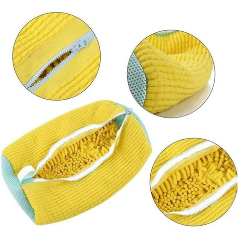 2-Pack Washing Machine Shoe Wash Bags, Thick Chenille Lining Anti-Deformation Laundry Bags with Durable Zippers for Sneakers and Canvas Shoes - Blue
