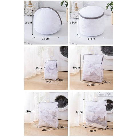 Handheld Mesh Laundry Bag Set, 6 Pcs Thick Polyester Washing Bags with Protective Zipper & Bra Protection Bags, for Clothes, Bedding, Lingerie