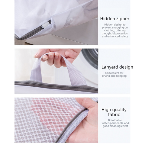 Handheld Mesh Laundry Bag Set, 6 Pcs Thick Polyester Washing Bags with Protective Zipper & Bra Protection Bags, for Clothes, Bedding, Lingerie