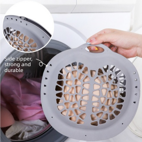 Silicone Laundry Bag, Reusable Breathable Mesh Wash Bag with Zipper, for Delicate Underwear, Bras, and Shoes, Machine Washable—Gray