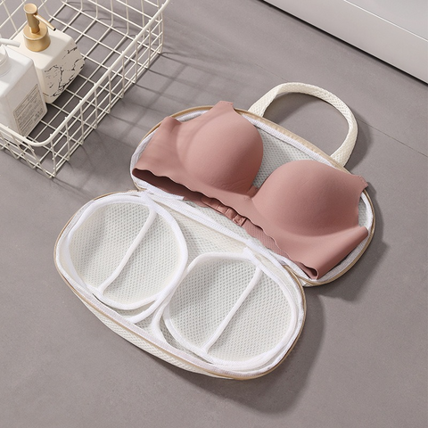 3D Support Bra Laundry Bag, Thick Mesh Bra Wash Bag with Zipper & Handle, Anti-Deformation Bra Protector for Washing Machine - Orange