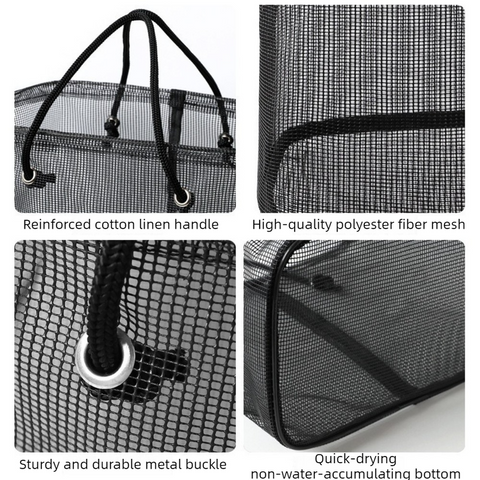 2-Pack Mesh Shower Caddy, Large Capacity Portable Travel Toiletry Bag with Quick-Drain Bottom - Black