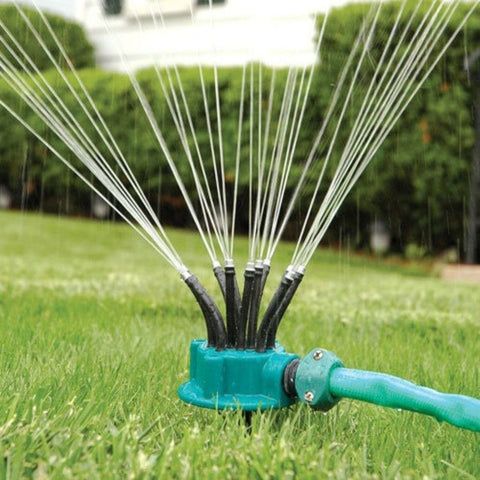 360 Degree Adjustable 12-Tube Ground Stake Sprinkler, Automatic Garden Lawn Irrigation Water Sprayer Head