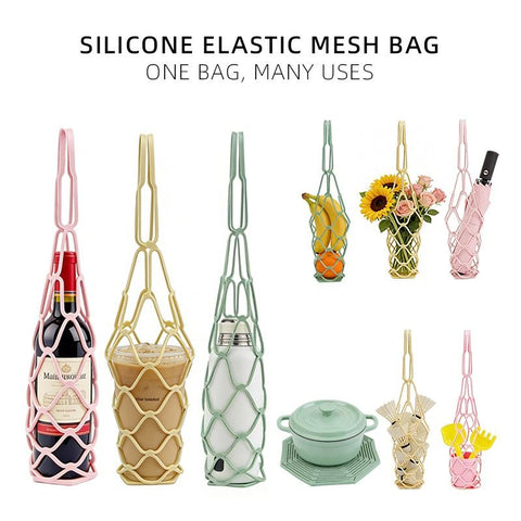 2-in-1 Transformable Silicone Coaster Carrier, Foldable Reusable Wine, Milk Tea, and Beverage Carry Bag & Heat Mat Gift - Yellow