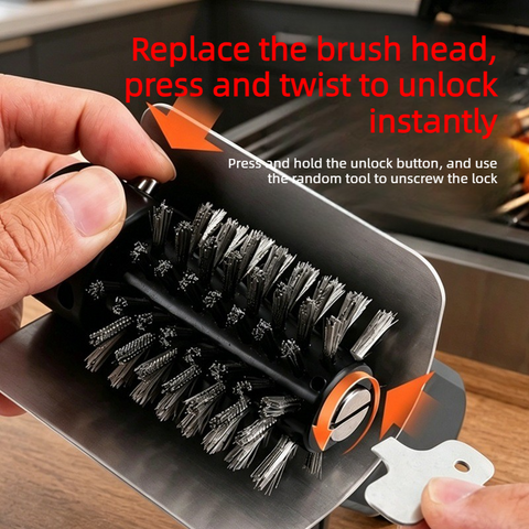 Rechargeable Electric Grill Brush, Stainless Steel Wire Roller BBQ Cleaner Tool Kit ,Dual Brush : (Wire Brush + Scouring Pad Brush )