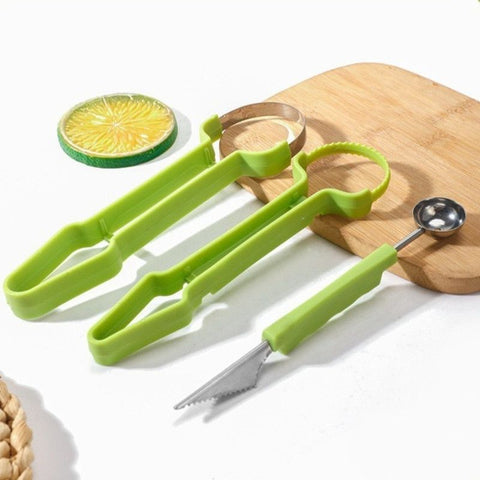 3-in-1 Stainless Steel Fruit Carving Scoop, Multi-Function Melon Seed Remover Kitchen Tool