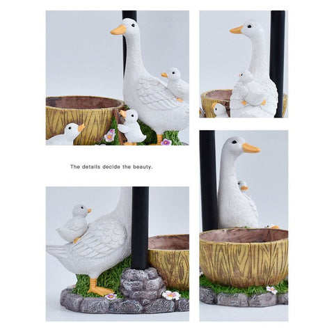 Creative Cute Duck Resin Flower Pot Solar Outdoor Light, Courtyard and Garden Decorative Ornament—Retro Lawn Ambiance Night Light, Multifunctional Flower Pot Ornament, Balcony Plant Decorative Floor Lamp