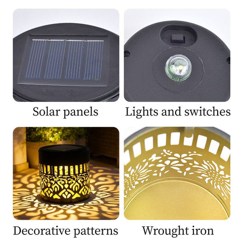 Solar-Powered Wrought Iron Mandala Pattern Openwork Projection Light, Courtyard and Garden Mood Light, Outdoor Waterproof Wrought Iron Garden Light, Lawn Night Light - 2-Pack
