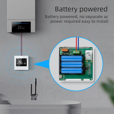WiFi Wireless Smart Thermostat - For Water/Gas Boilers, LCD Screen, Programmable, Low Power Consumption
