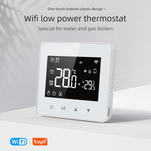 WiFi Wireless Smart Thermostat - For Water/Gas Boilers, LCD Screen, Programmable, Low Power Consumption