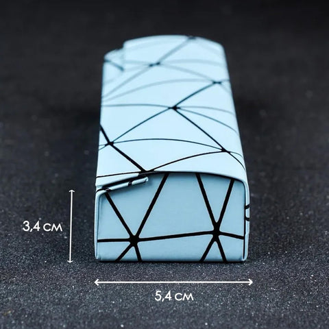 Premium Eyeglass Case - Retro Japanese Style - Sunglass Storage - Fashionable Geometric Pattern - Stylish Eyeglass Case - Durable and Shock-Resistant - Unisex - Blue