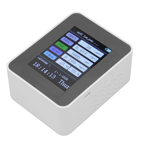 Indoor Air Quality Monitor for TUYA WiFi Smart PM2.5 Formaldehyde Testing 7 in 1 Calendar Time Function Air Quality Detector White WIFI Version VOC