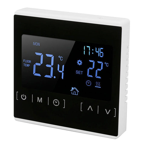 Smart Thermostat Backlit Touch Screen Dual Control Temperature Controller for Floor Heating High Power AC 85V‑240V White