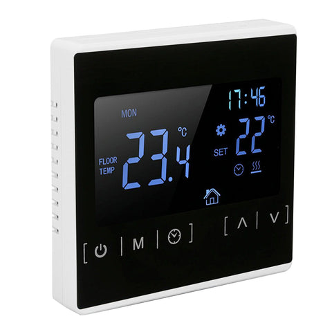 Smart Thermostat Backlit Touch Screen Dual Control Temperature Controller for Floor Heating High Power AC 85V‑240V White