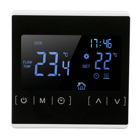 Smart Thermostat Backlit Touch Screen Dual Control Temperature Controller for Floor Heating High Power AC 85V‑240V White