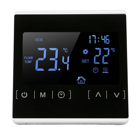 Smart Thermostat Backlit Touch Screen Dual Control Temperature Controller for Floor Heating High Power AC 85V‑240V White