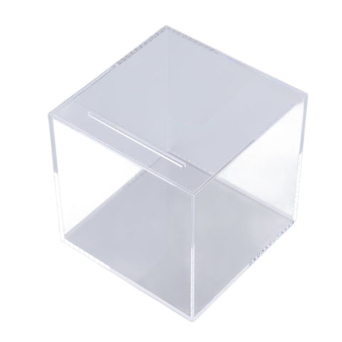 12cm Piggy Bank Acrylic Clear Dustproof Cube Money Boxes Storage Money Saving Box