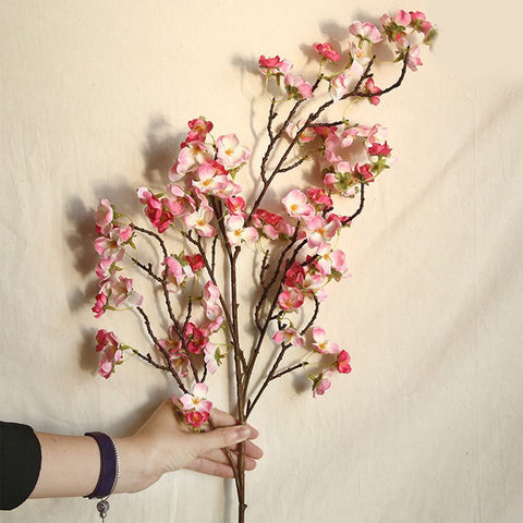 Artificial Cherry Blossom 4 Branches Decorative Lifelike Cherry Blossom Branches Decor 97cm Dark Pink