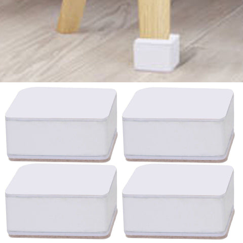 Carbon Steel Furniture Risers Self Adhesive Furniture Lift Anti Slip Low Noise Bed Lifter with Felt Pad for Sofa Couch White