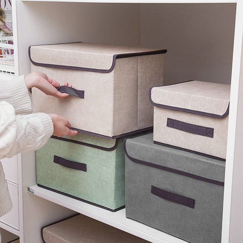 4 Pcs Non Woven Storage Box Case Dustproof Collapsible Two Large and Two Small for Household Home Light Green
