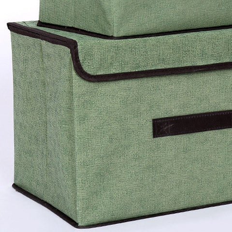 4 Pcs Non Woven Storage Box Case Dustproof Collapsible Two Large and Two Small for Household Home Light Green