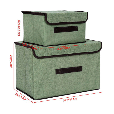 4 Pcs Non Woven Storage Box Case Dustproof Collapsible Two Large and Two Small for Household Home Light Green