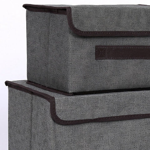 4 Pcs Non Woven Storage Box Case Dustproof Collapsible Two Large and Two Small for Household Home Grey