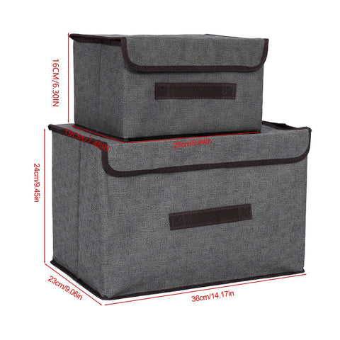 4 Pcs Non Woven Storage Box Case Dustproof Collapsible Two Large and Two Small for Household Home Grey