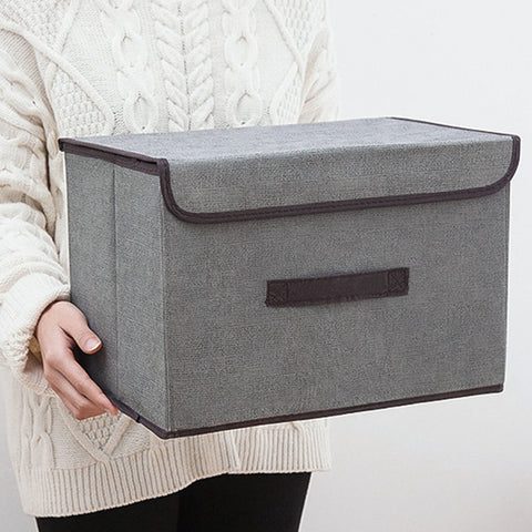 4 Pcs Non Woven Storage Box Case Dustproof Collapsible Two Large and Two Small for Household Home Grey