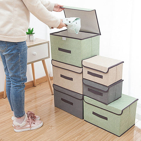 4 Pcs Non Woven Storage Box Case Dustproof Collapsible Two Large and Two Small for Household Home Grey