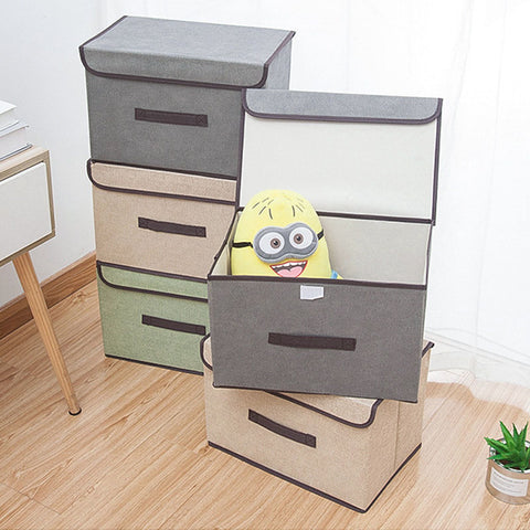 4 Pcs Non Woven Storage Box Case Dustproof Collapsible Two Large and Two Small for Household Home Grey