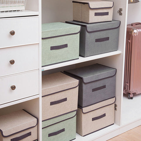 4 Pcs Non Woven Storage Box Case Dustproof Collapsible Two Large and Two Small for Household Home Grey