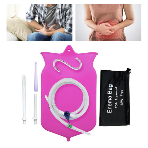 Enema Bag Kit Professional Reusable Silicone BPA Free 2L Coffee Enema Bag Kit for Health Care
