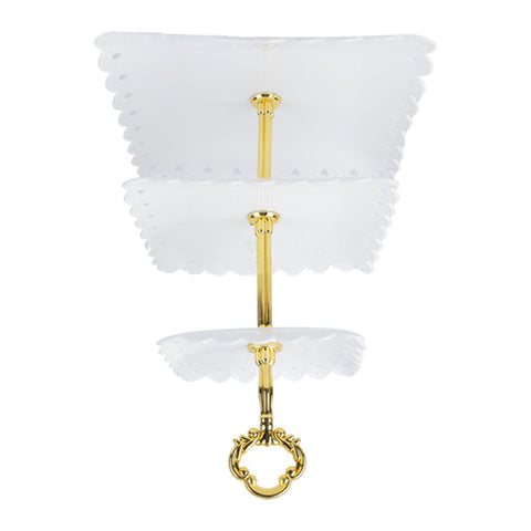 White 3 Tier Cupcake Stand Stable Plastic Decorative Square Dessert Serving Tray Rack for Weddings Parties