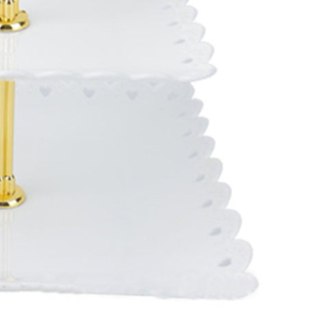 White 3 Tier Cupcake Stand Stable Plastic Decorative Square Dessert Serving Tray Rack for Weddings Parties