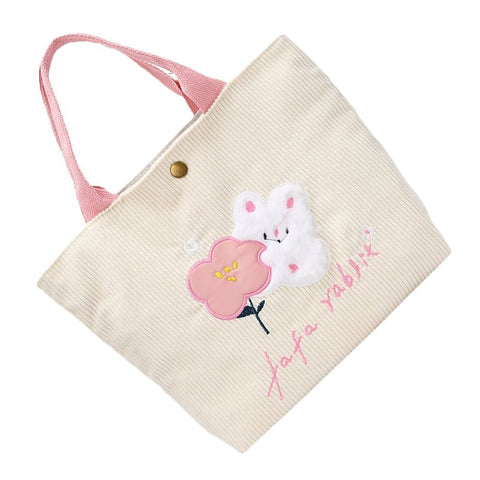 Cute Handbag Snap Button Closure Thickened Cute Pattern Fashionable Small Tote Bag for Shopping Commuting Pink Flower