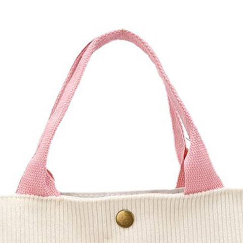 Cute Handbag Snap Button Closure Thickened Cute Pattern Fashionable Small Tote Bag for Shopping Commuting Pink Flower