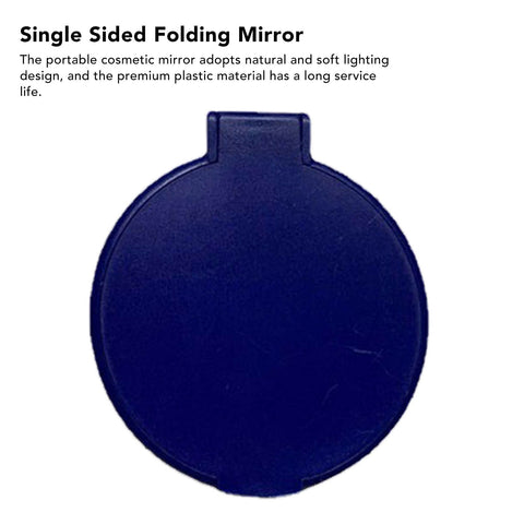 Single Sided Folding Circular Mirror Plastic Portable Compact Cosmetic Pocket Mirror Blue